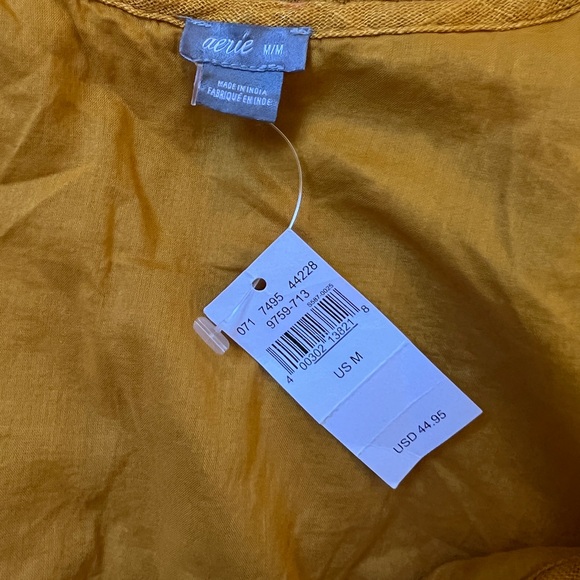 Aerie Yellow Floral Crochet Tie-Strap Romper NWT Size M cotton made in India - Picture 5 of 6